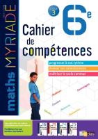 Cahier de Compétences 6e 2016 Myriade