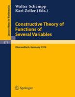 Constructive Theory of Functions of Several Variables: Proceedings of a Conference Held at Oberwolfach April 25 – May 1, 1976 [1 ed.]
 9780387080697, 0-387-08069-4 [DJVU]