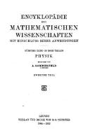 Encyclopaedie der mathematischen Wissenschaften und Anwendungen. Physik [Band 5, Part 2]