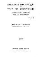 Jean-Marie Londeix - Exercices Mécaniques Vol.1 PDF