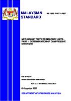 Ms 1933 Part 12007 Methods of Test For Masonry Units Part 1 Determination of Compressive Strength-872238