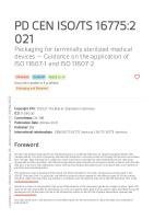 PD CEN ISO - TS 16775-2021 Packaging For Terminally Sterilized Medical Devices-Guidance On The Application of ISO 11607-1 and ISO 11607-2