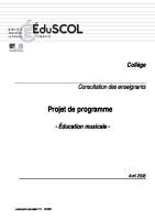 Programme Education Musicale (Avril 2008)