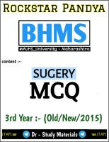 Surgery - MCQ - 3rd - BHMS - (Old, New, 2015)