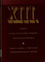 XIII. sjezd Komunistické strany Československa. Praha 31. května — 4. června 1966